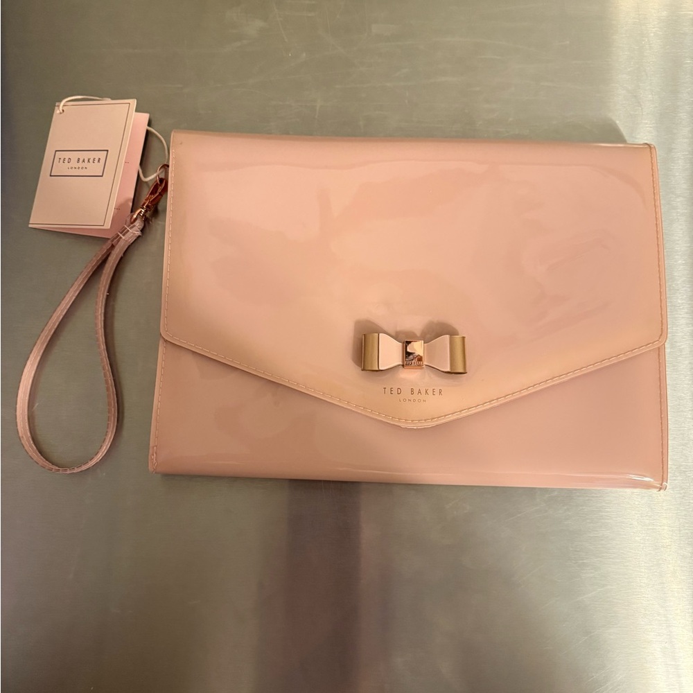 Ted Baker Blush Pink Wristlet Clutch Envelope Bow Pouch Bag
